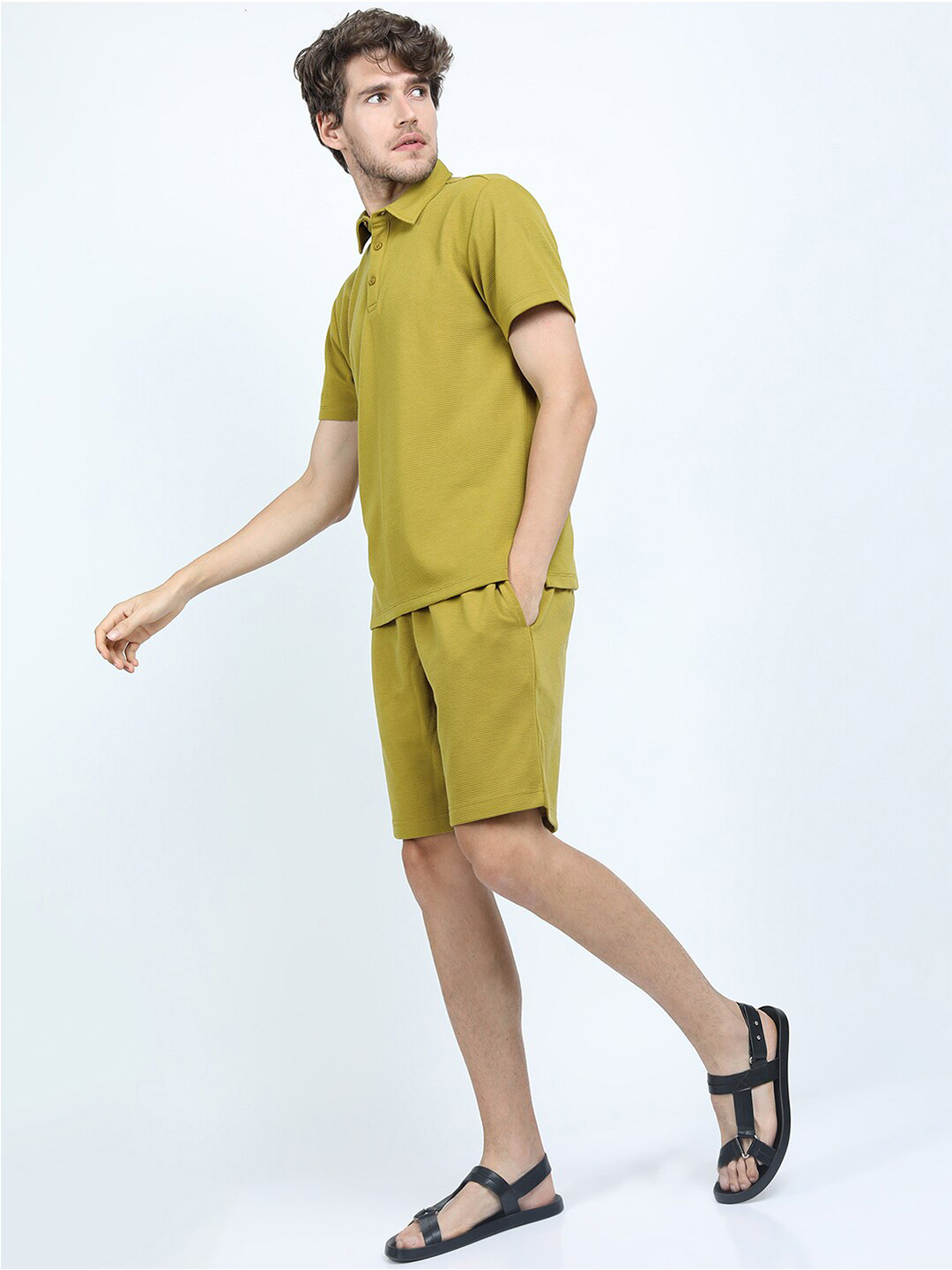 

KETCH Men Olive Green Structured Polo Collar Regular Fit T-shirt