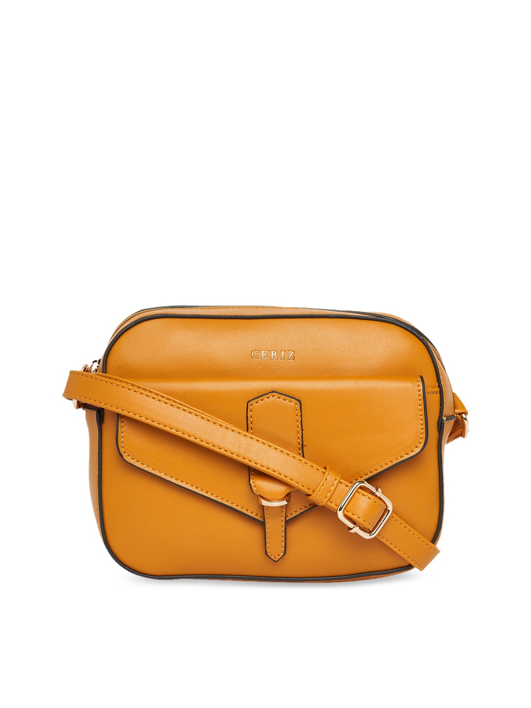 

CERIZ Mustard Structured Sling Bag