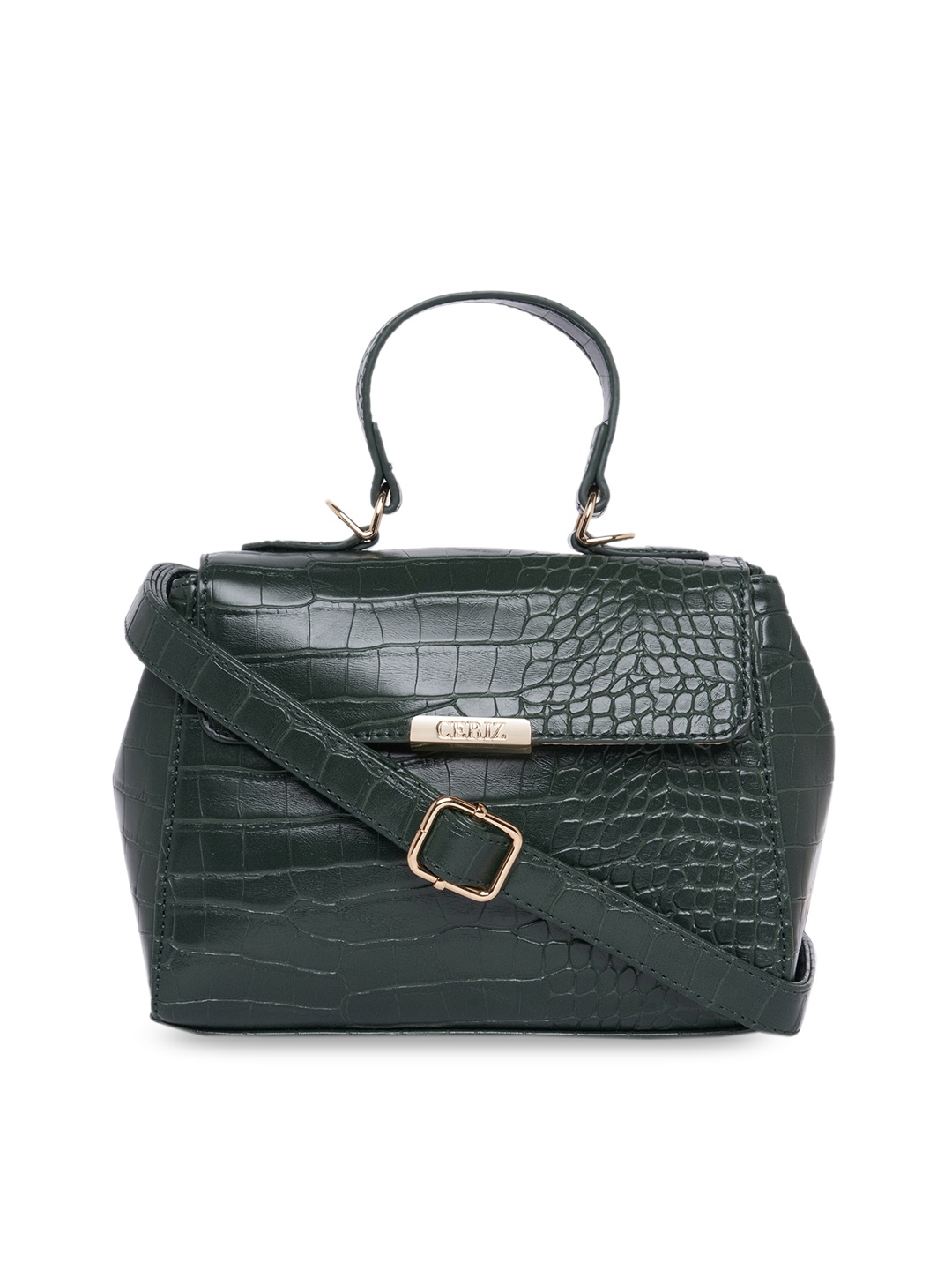 

CERIZ Green Textured PU Structured Satchel
