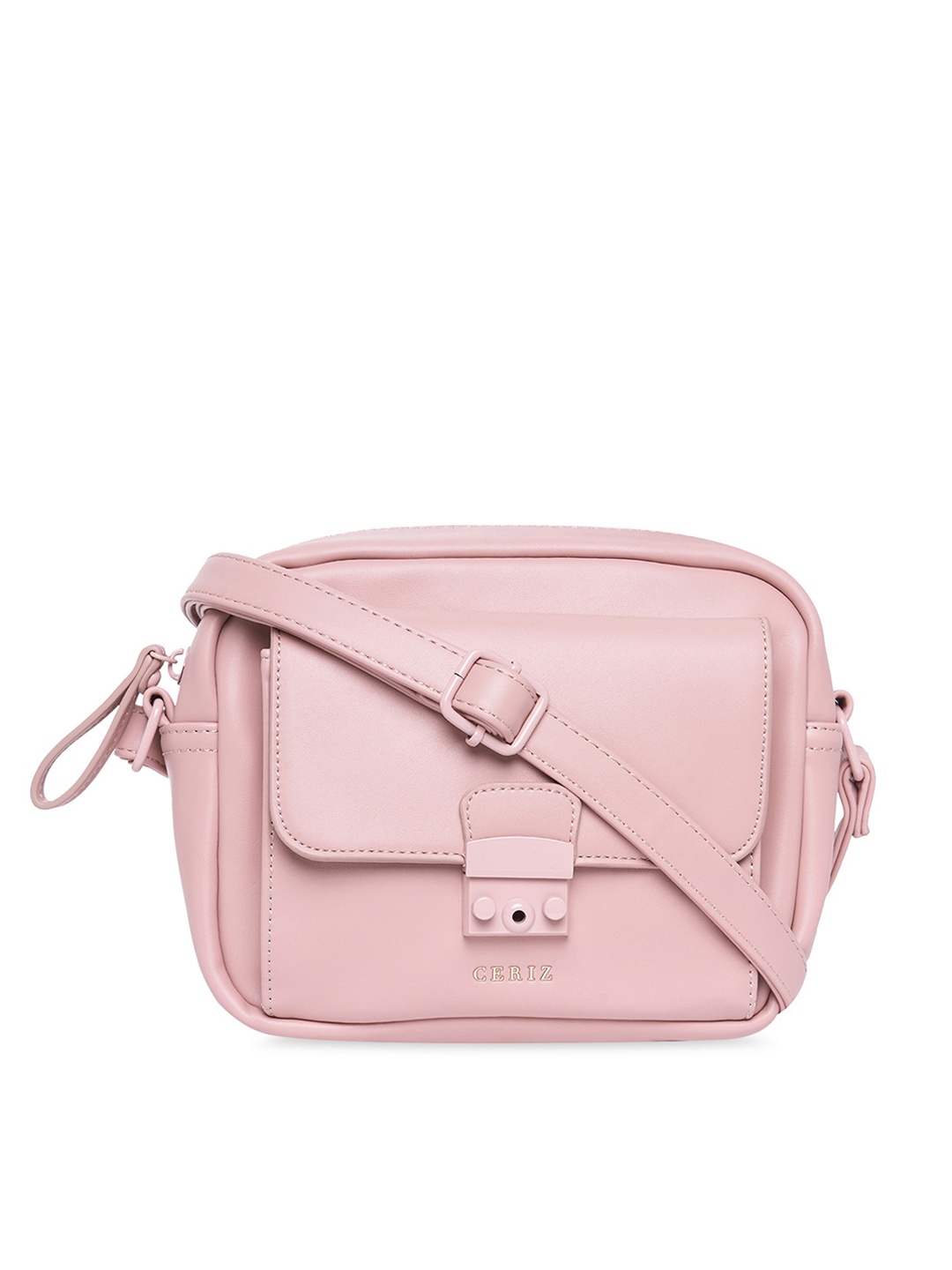 

CERIZ Women Pink Solid PU Structured Sling Bag