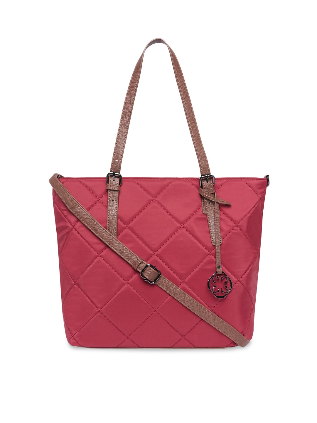 

CERIZ Red Textured Structured Shoulder Bag with Quilted