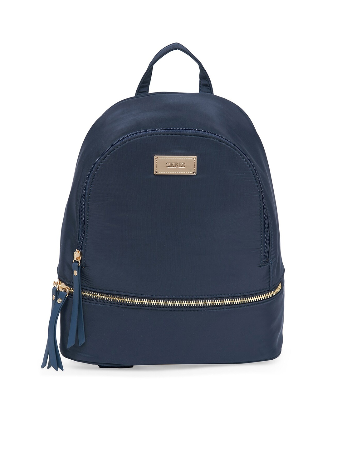 

CERIZ Women Navy Blue Solid Tasselled Backpack