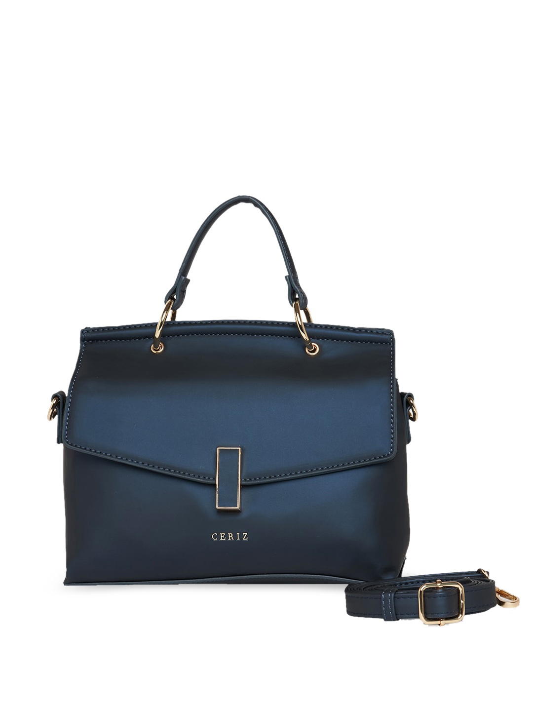 

CERIZ Women Navy Blue PU Structured Sling Bag