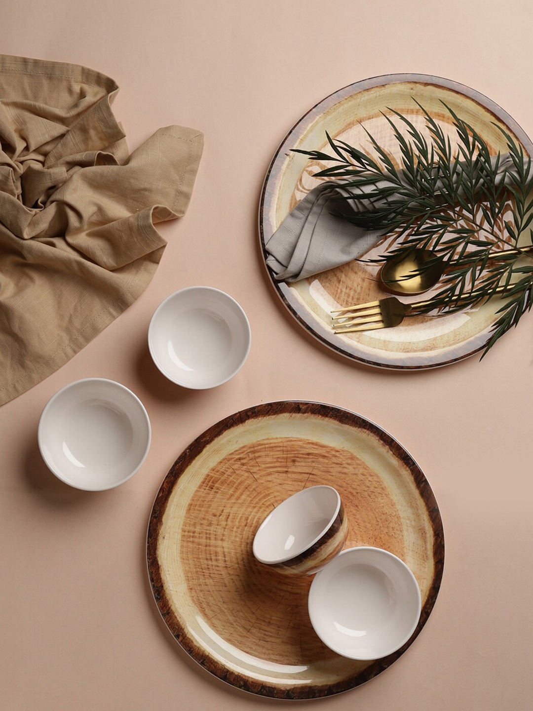 

Servewell Brown & Pieces Printed Melamine Glossy Dinner Set