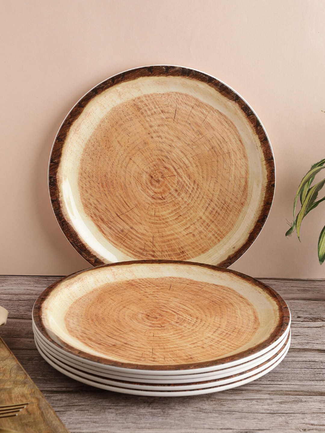 

Servewell Set Of 6 Brown Stain Resistant Melamine Dinner Plates