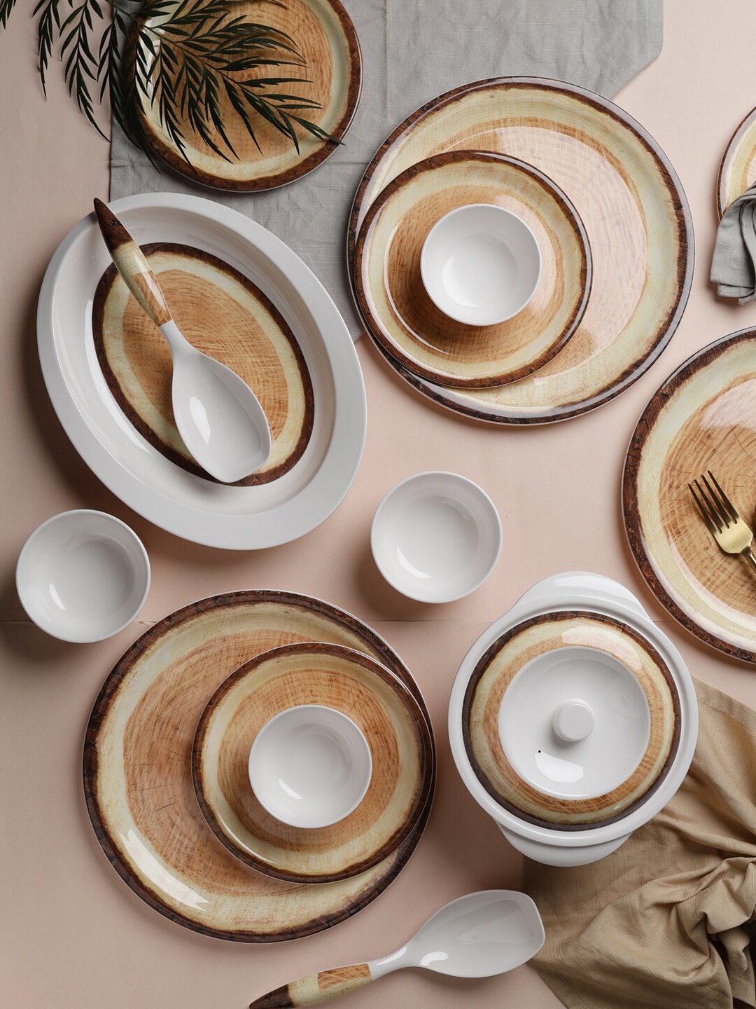 

Servewell Set Of 31 Brown Stain Resistant Melamine Dinner Set