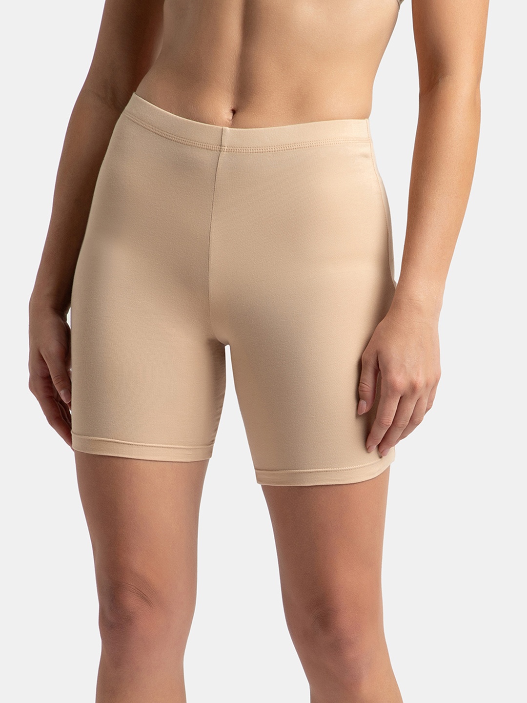 

Jockey High Coverage Super Combed Cotton Concealed Waistband Stretch Shorties -1529, Beige