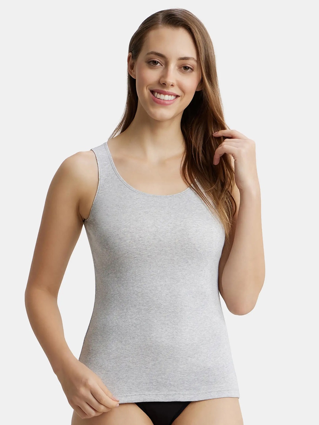 

Jockey Super Combed Cotton Rib Fabric Inner Tank Top With StayFresh Treatment -1535, Grey