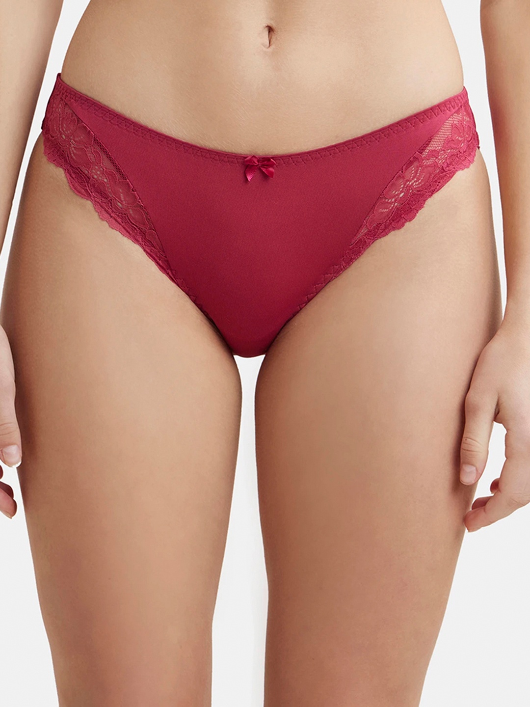 

Jockey Medium Coverage Soft Touch Microfiber Lace Styled Bikini With StayFresh Treatment-1813, Maroon