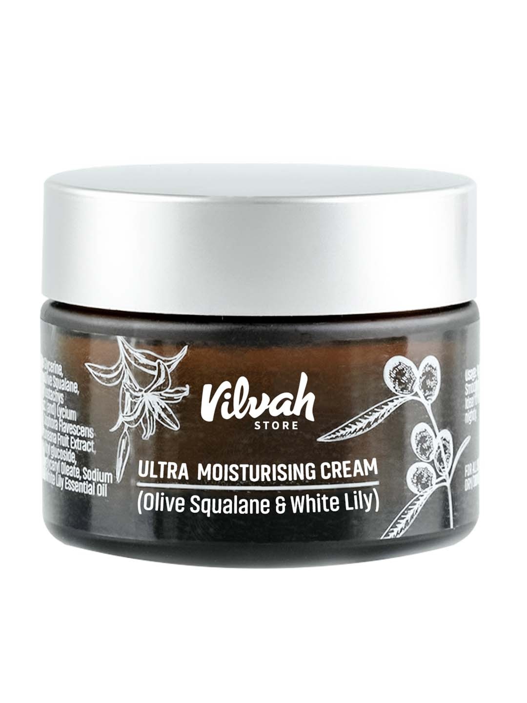 

Vilvah Store Ultra Moisturising Skin Repair Cream with Olive Squalene & White Lily 50ml, Brown