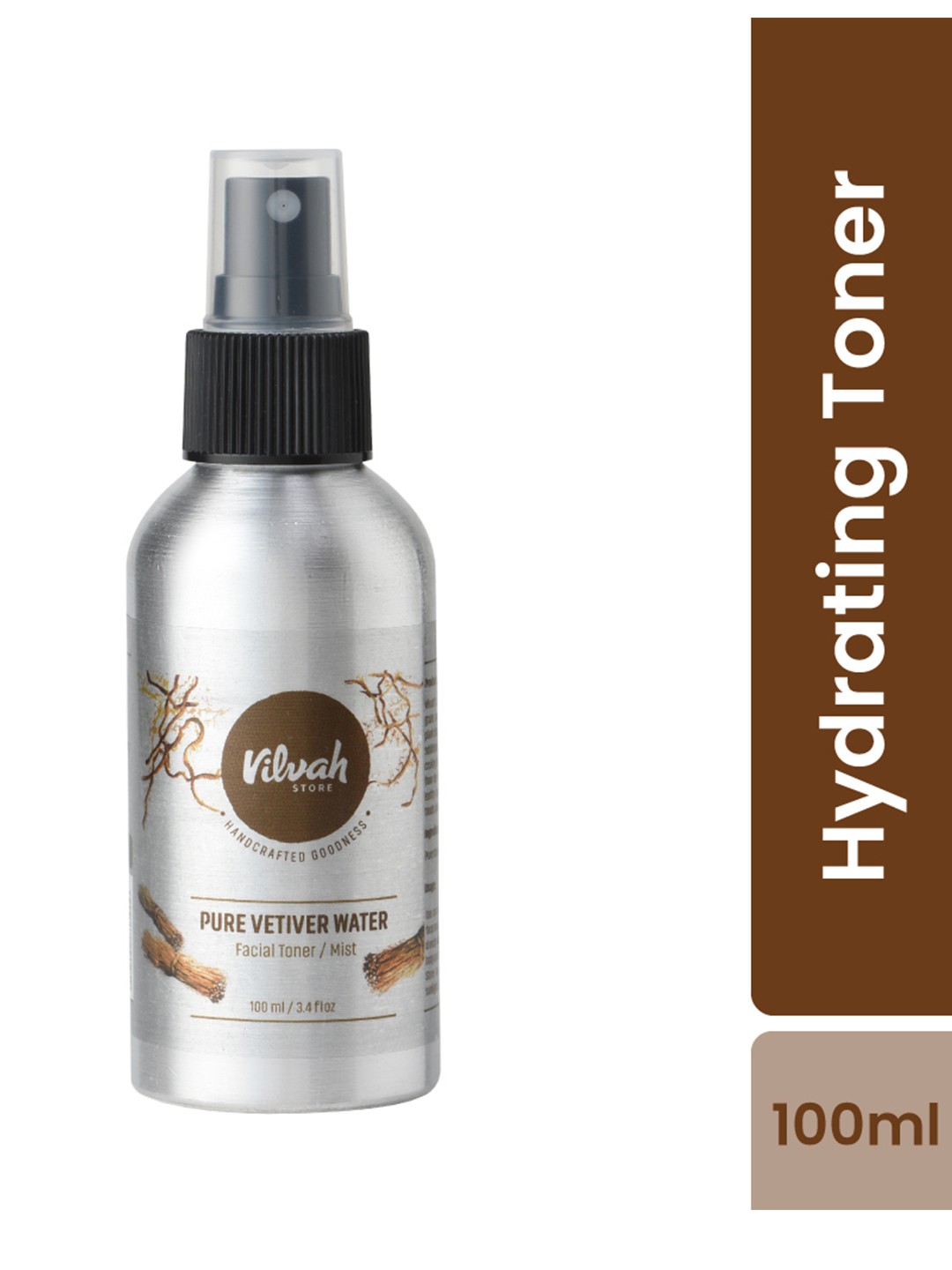 

Vilvah Store Pure Vetiver Facial Toner for Wrinkles, Acne and Scars- 100 ml, Silver