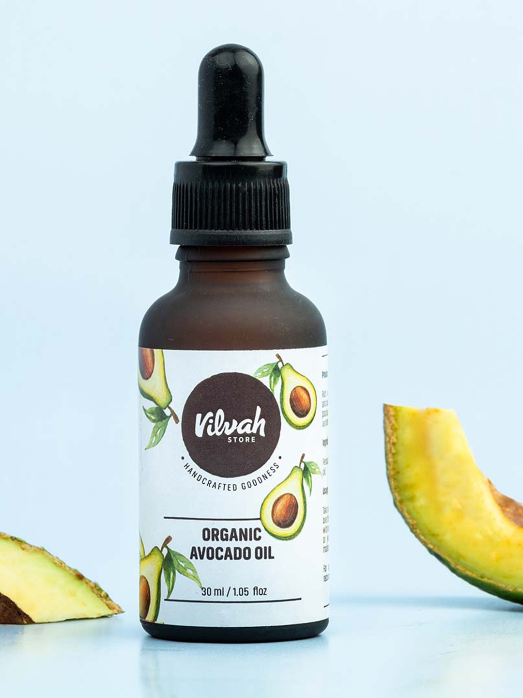 

Vilvah Store Cold-Pressed Organic Avocado Oil - 30 ml, White