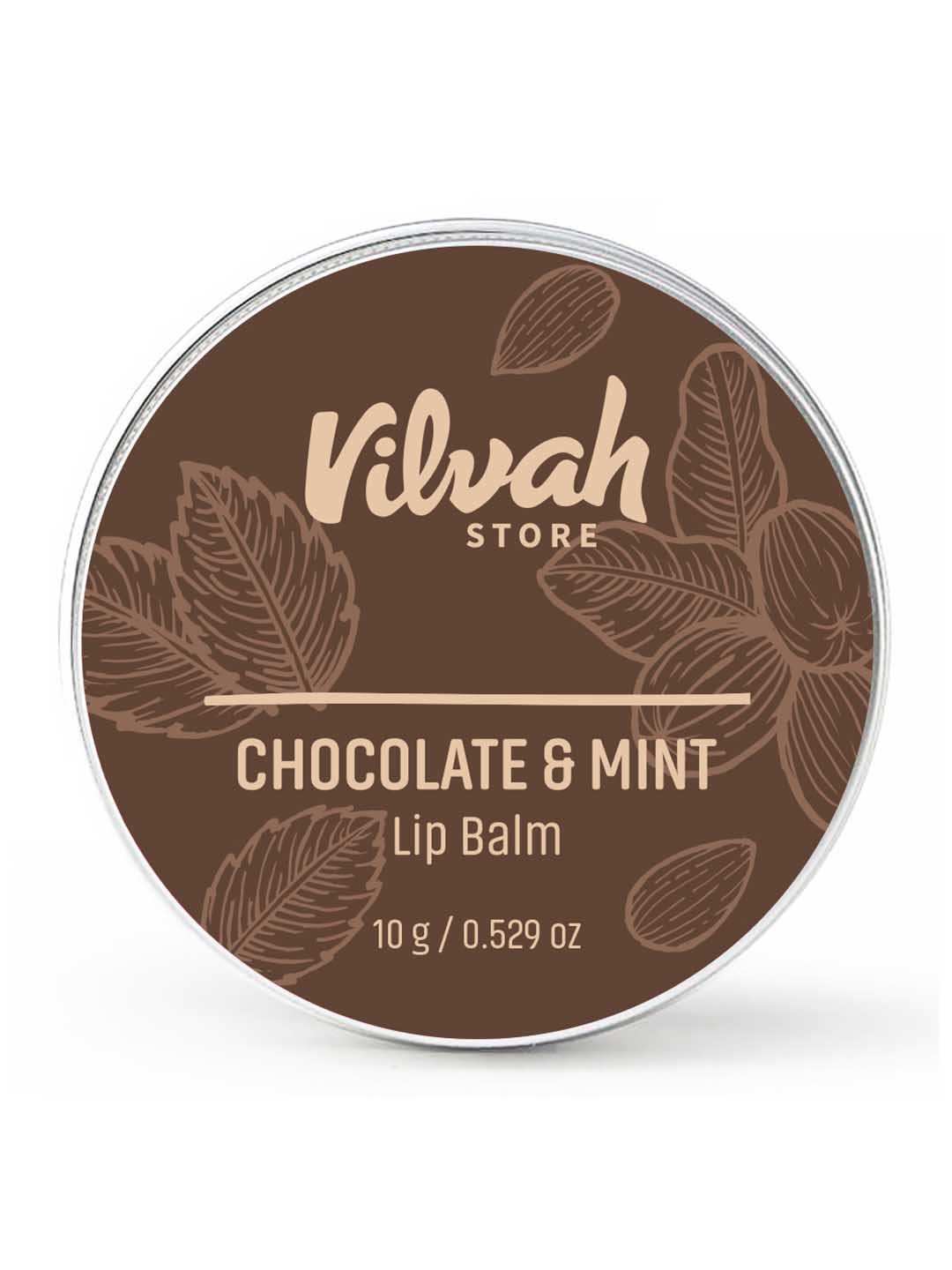 Vilvah Store Nourishing Chocolate & Mint Lip Balm for Chapped Lips- 10 g, Brown