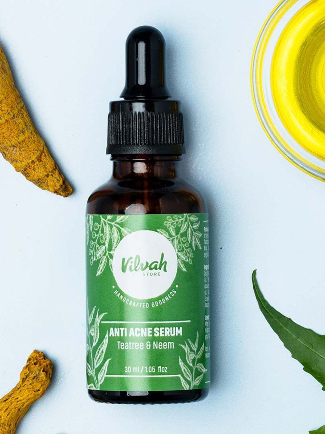 

Vilvah Store Anti-Acne Serum with Tea Tree & Neem - 30 ml, Green