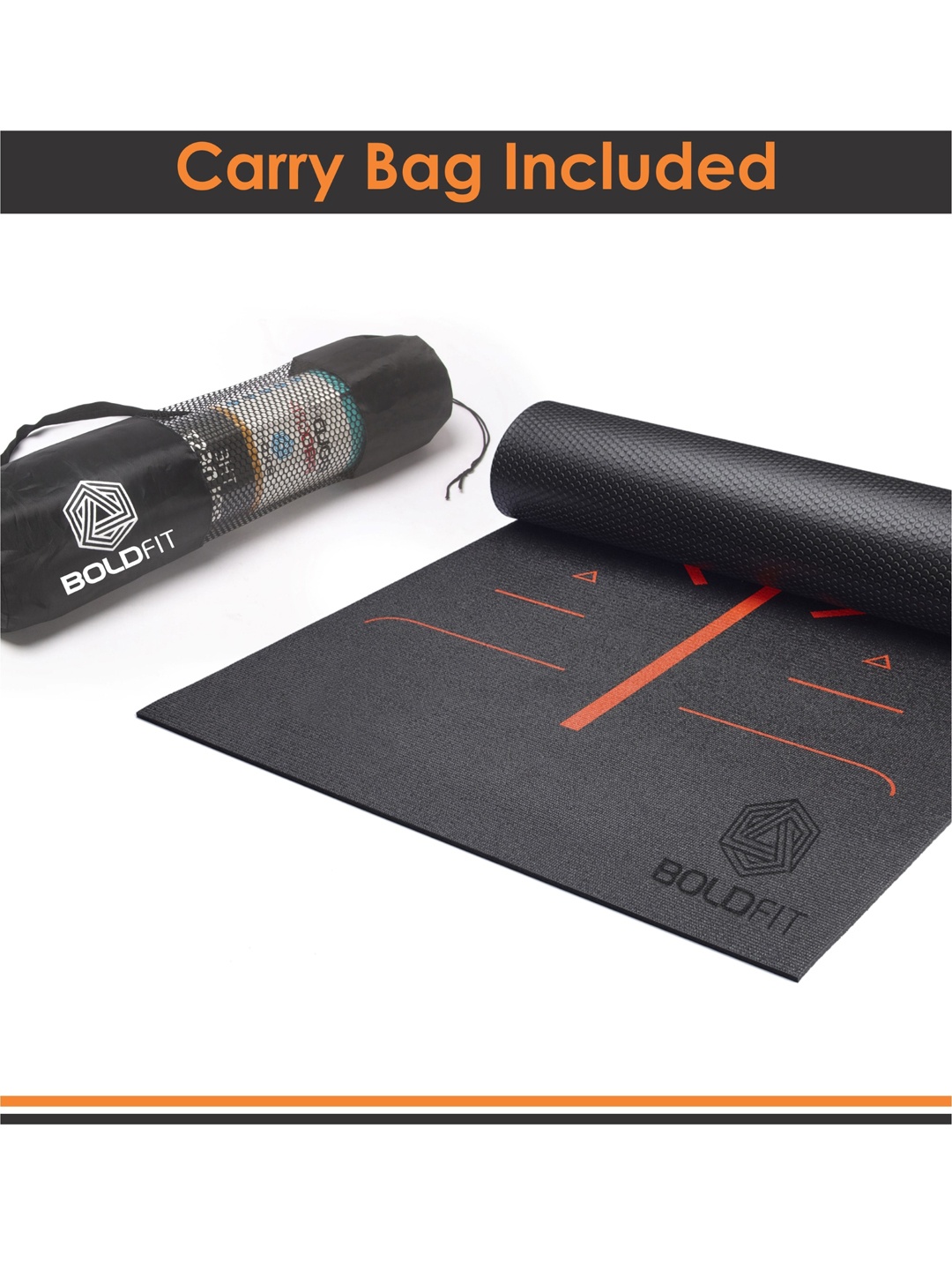 

BOLDFIT Unisex Black & Red Yoga Mats with Carry Bag & Body Alignment System