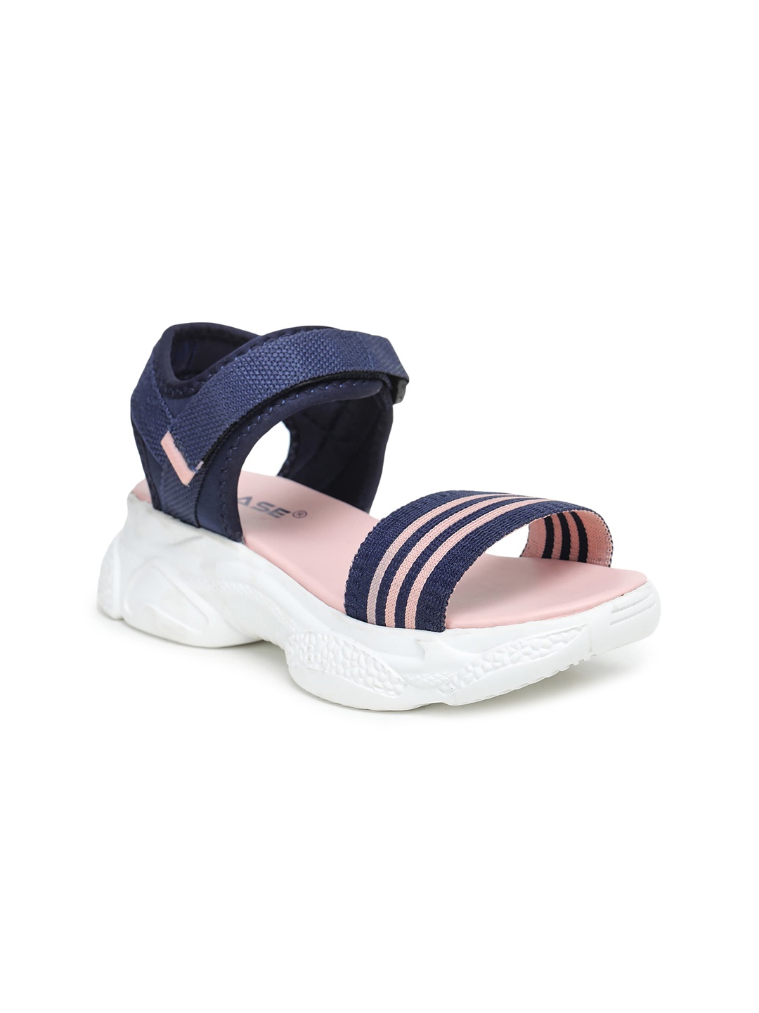 

TRASE Women Navy Blue & Pink Striped Sandals