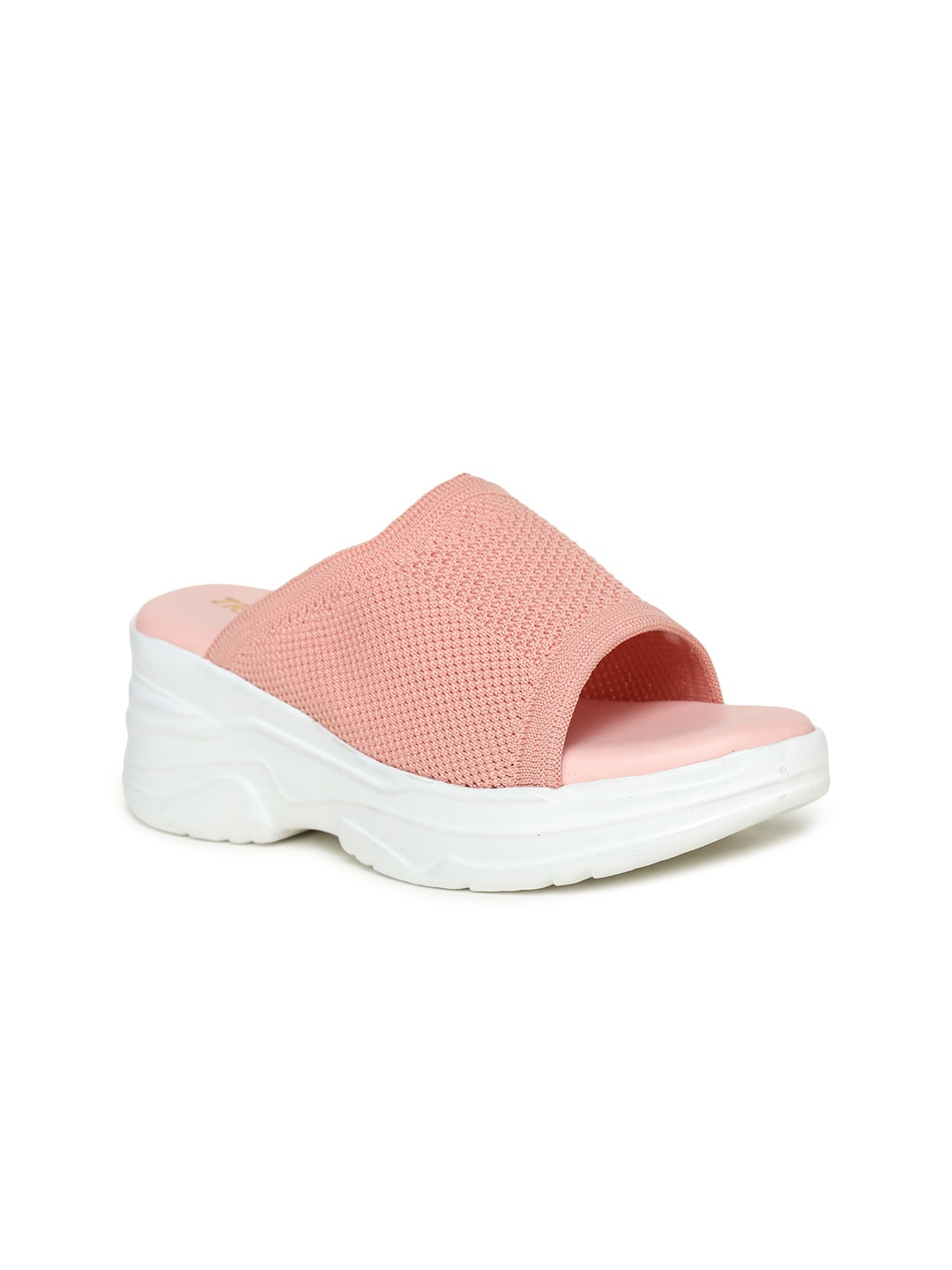 

TRASE Pink Textured Wedge Peep Toes