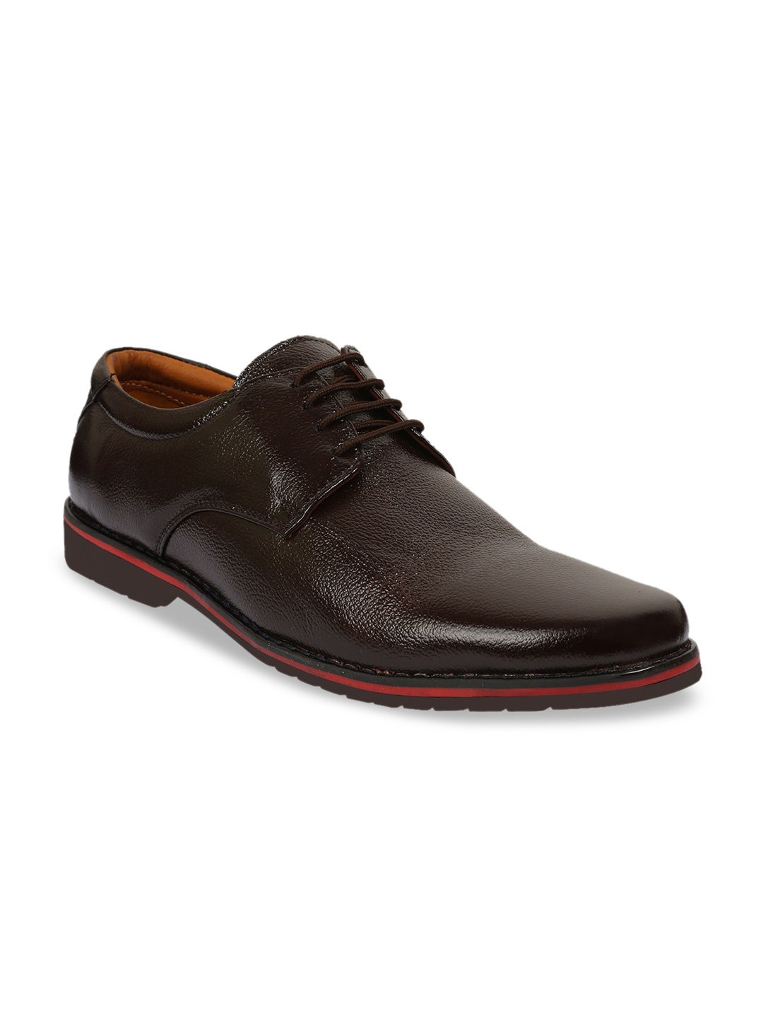 

WELBAWT Men Brown Solid Leather Formal Derbys