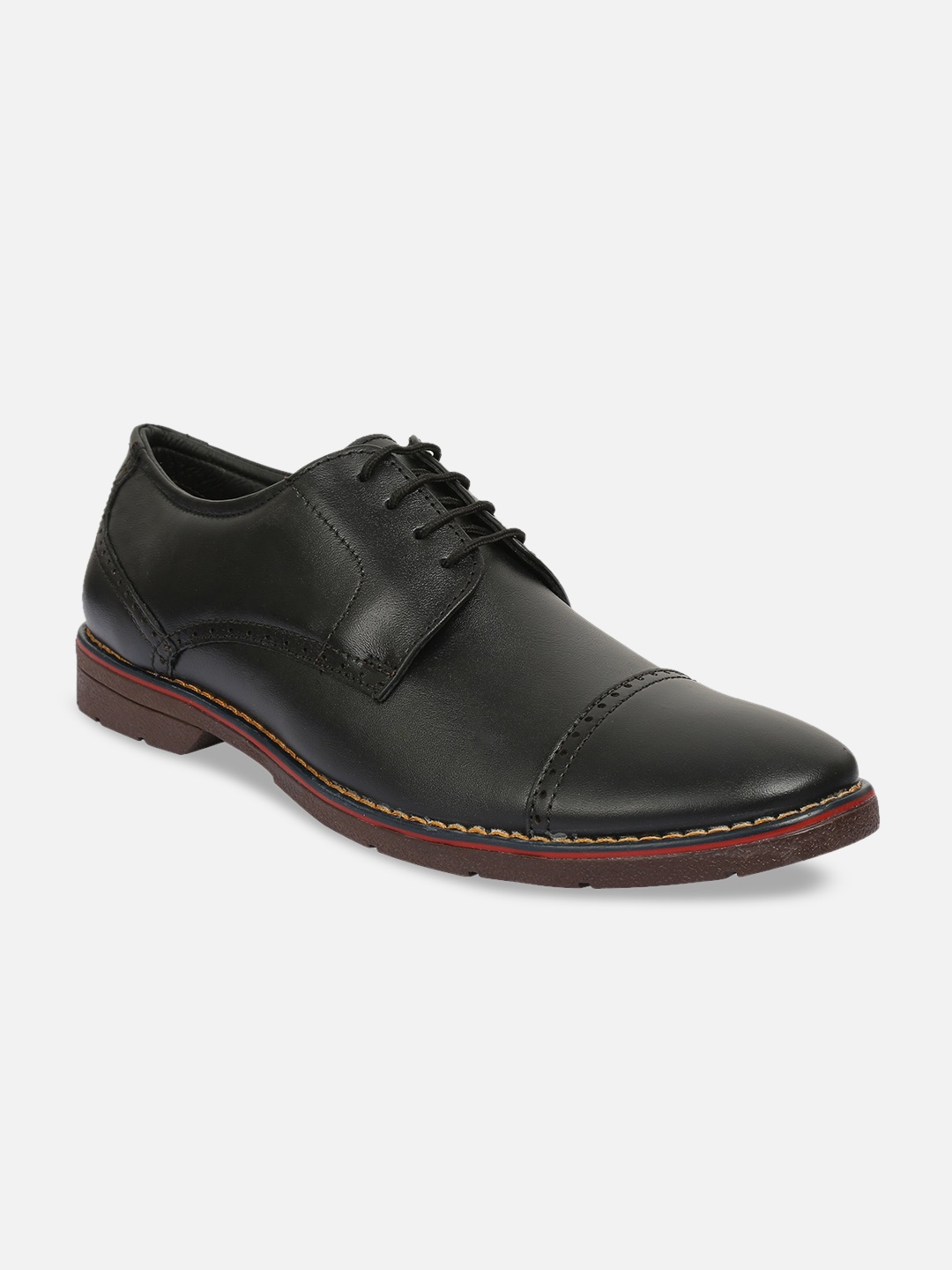 

WELBAWT Men Black Solid Leather Formal Derbys