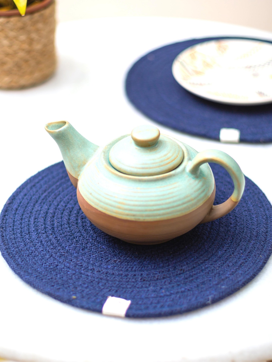 

JASMEY HOMES Set of 2 Navy Blue Reversible Cotton Table Placemats