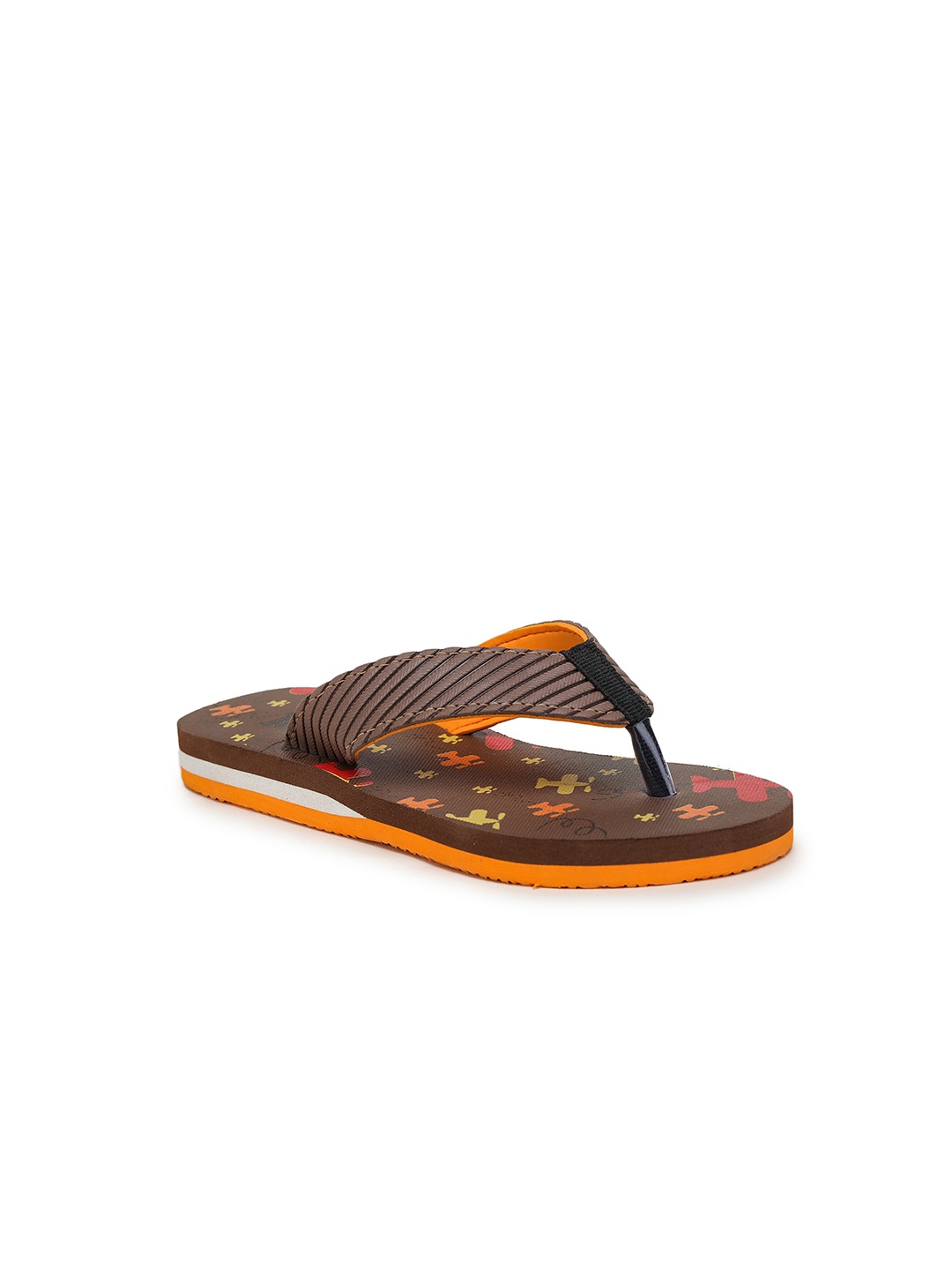 

TRASE Boys Brown & Orange Printed Room Slippers