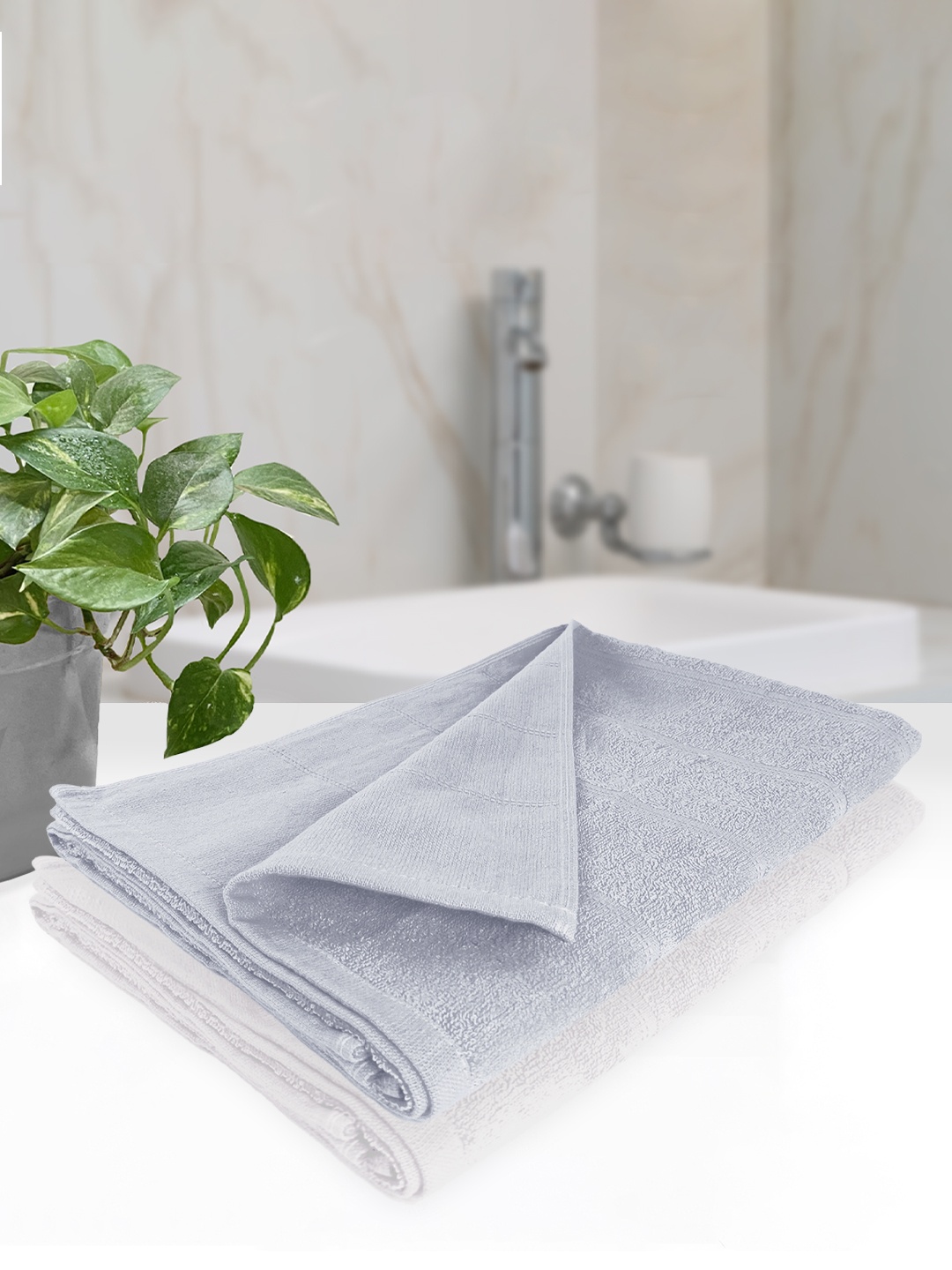 

Heelium Grey & White Pack of 2 250GSM Bath Towels