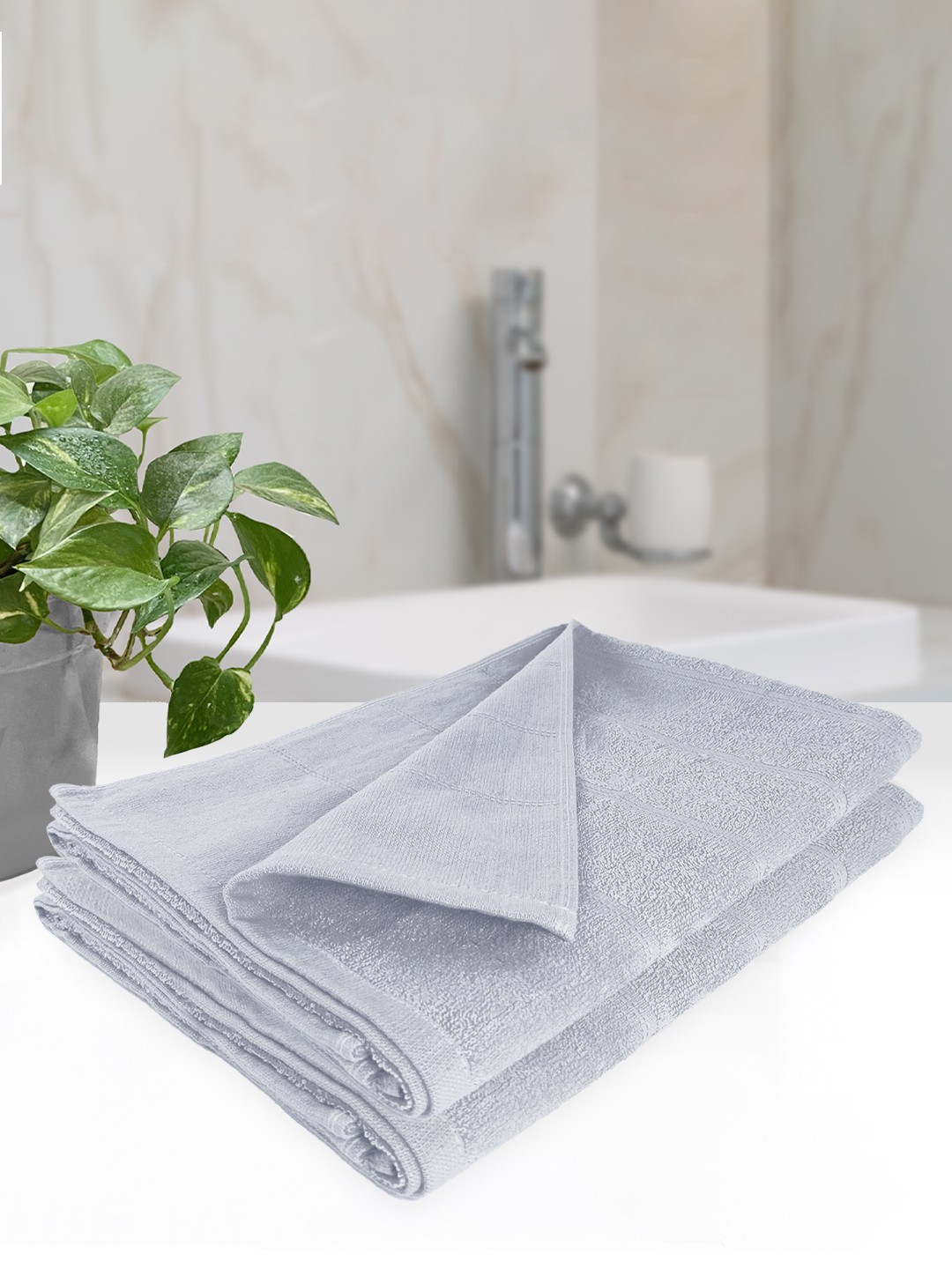 

Heelium Light Grey Pack of 2 Solid 250GSM Bath Towel