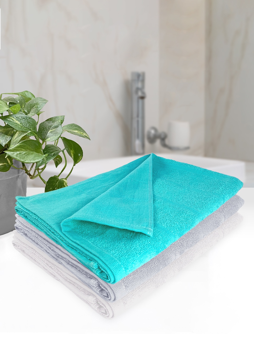 

Heelium Pack Of 3 250 GSM Bath Towels, Teal