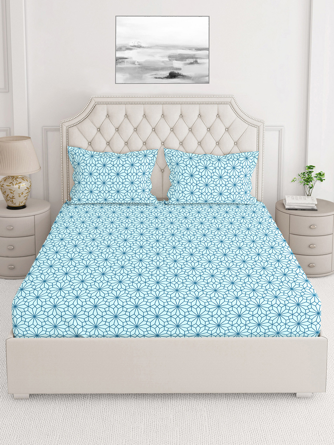 

Layers Blue Floral 230 TC King Bedsheet With 2 Pillow Covers