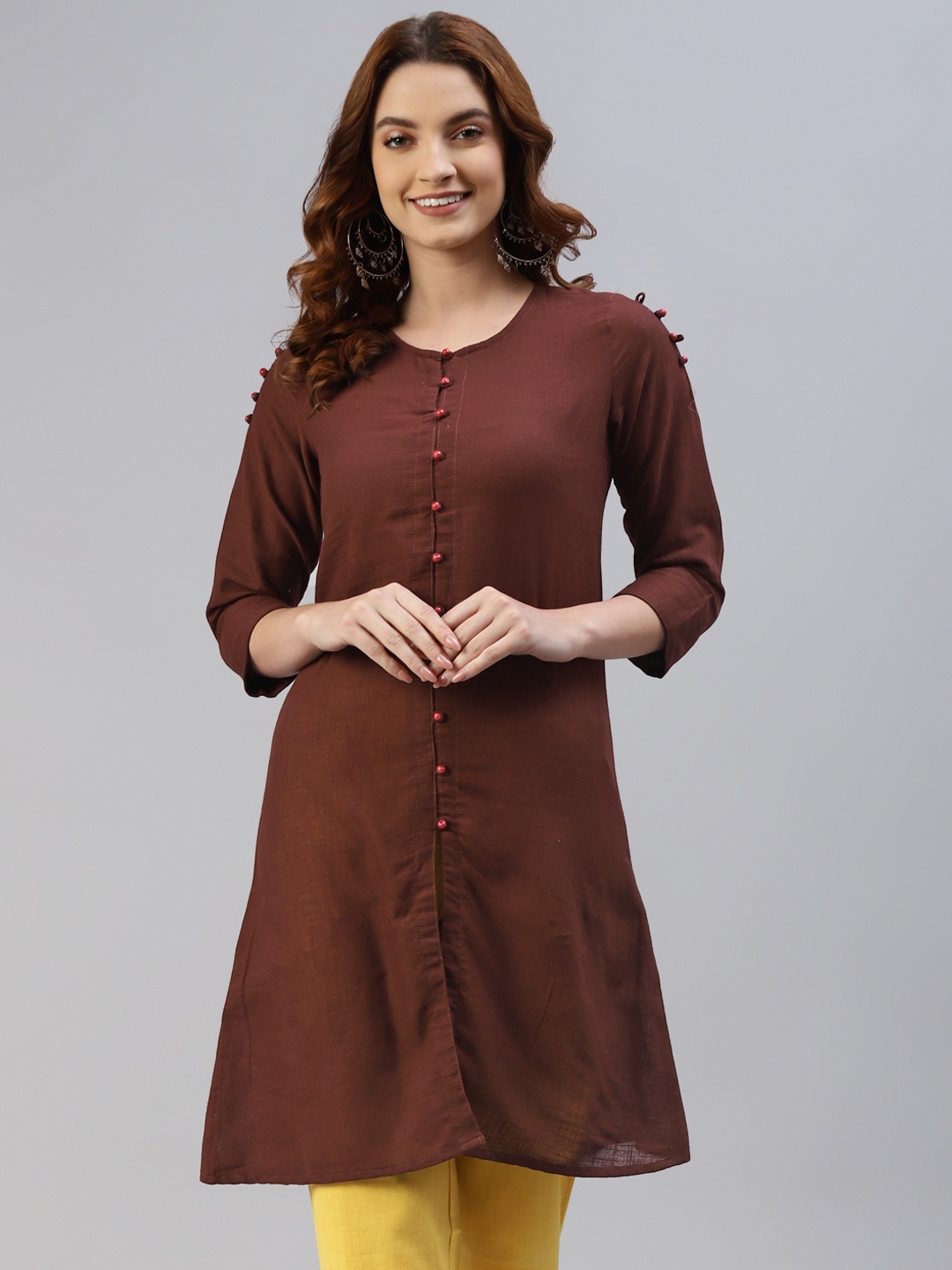 

SVARCHI Women Brown Solid Kurti