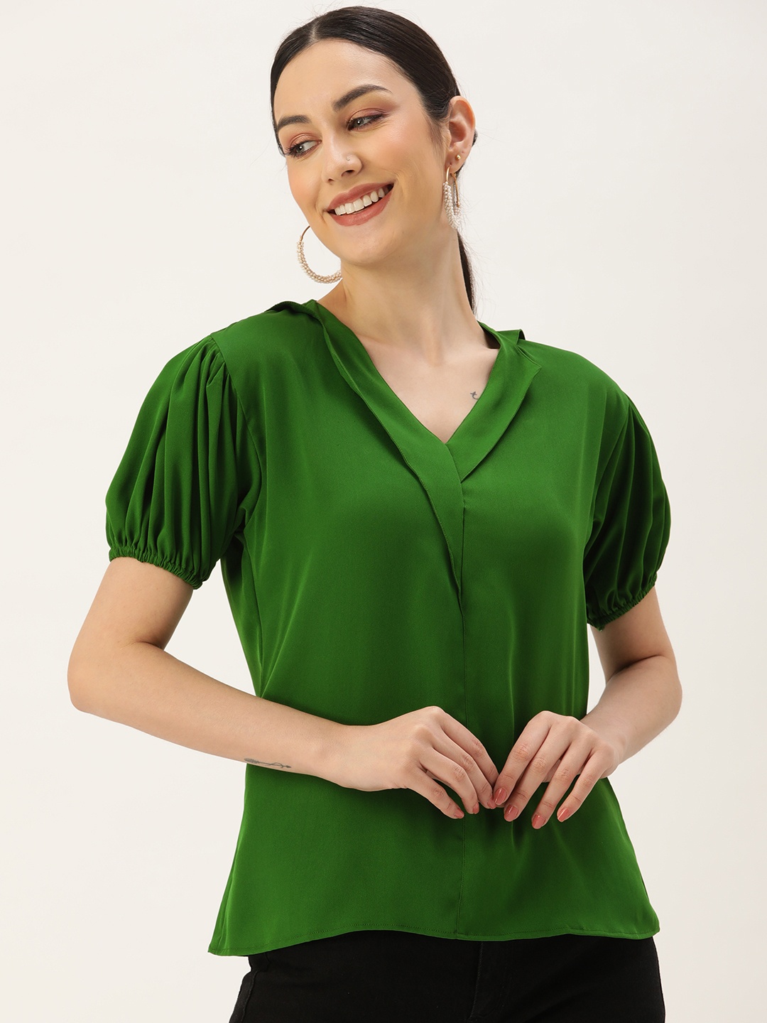 

COUPER & COLL Women Green Solid Top