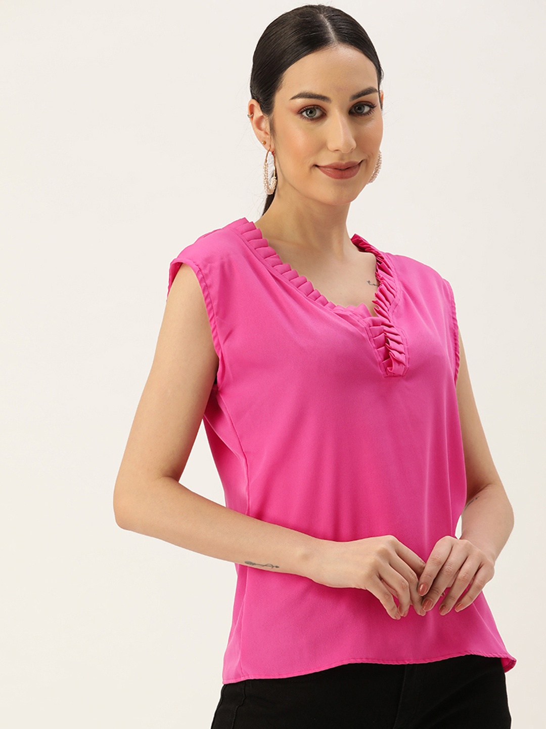 

COUPER & COLL Women Pink Solid Top