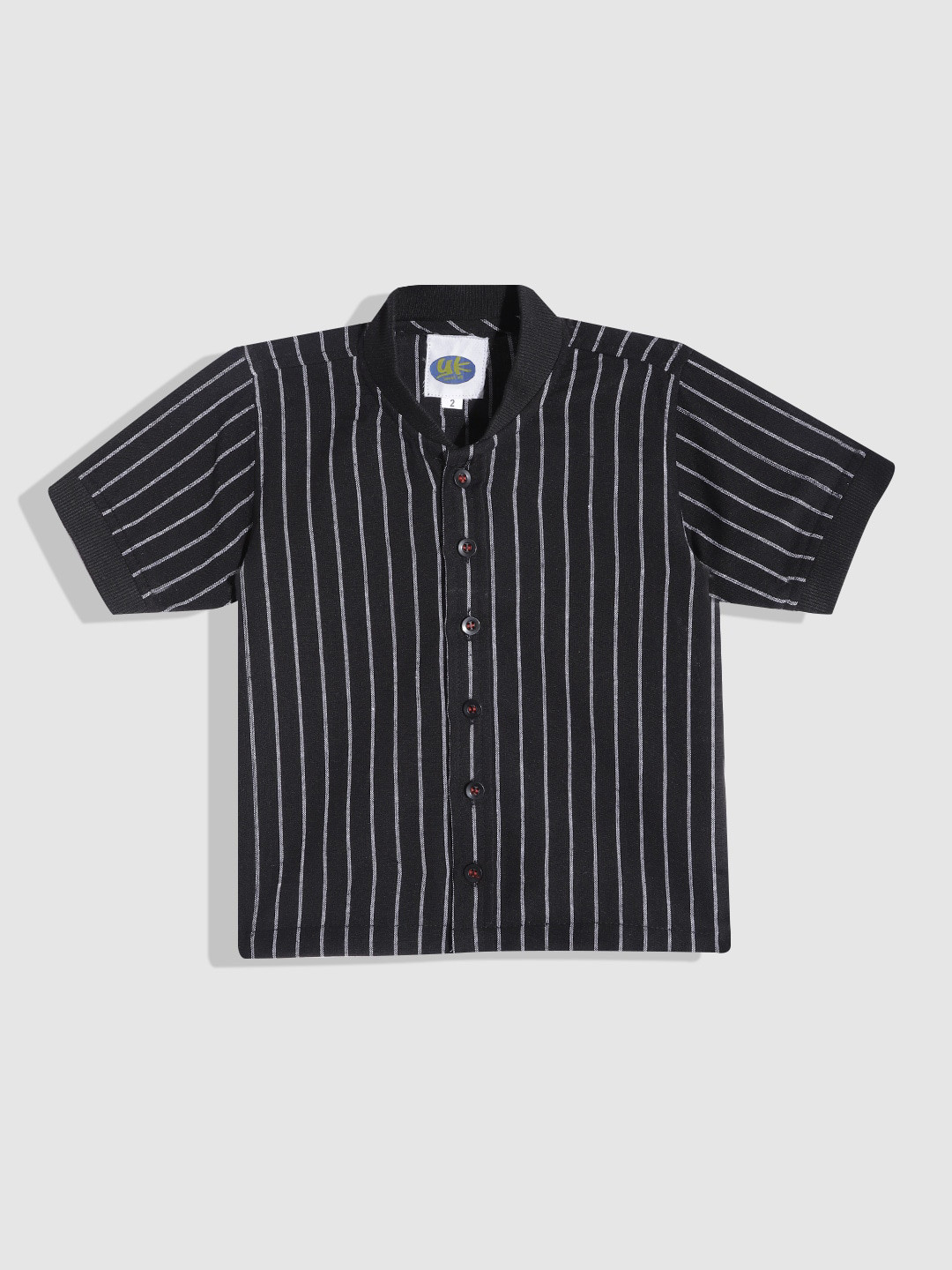 

YK Boys Black & White Striped Casual Shirt