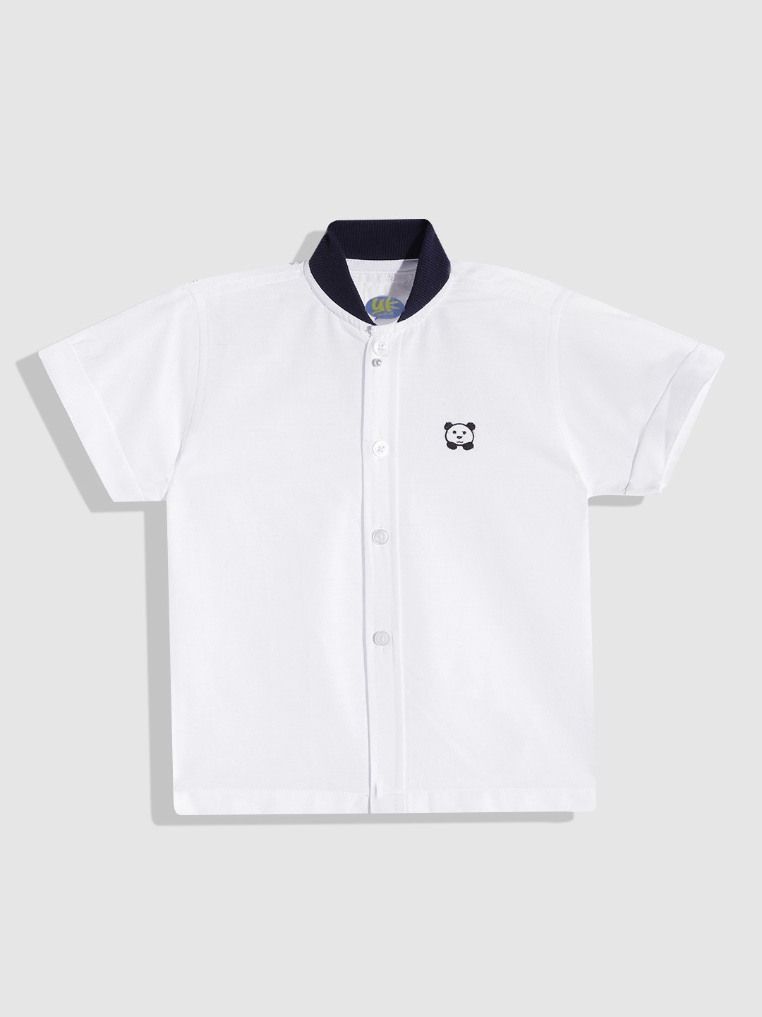 

YK Boys White Solid Applique Casual Shirt