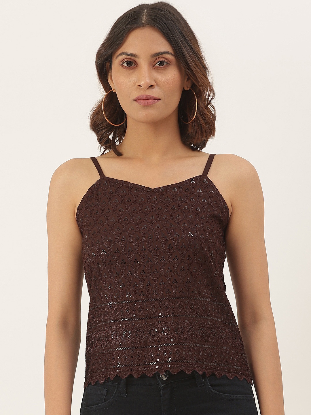 

BRINNS Brown Embellished Top