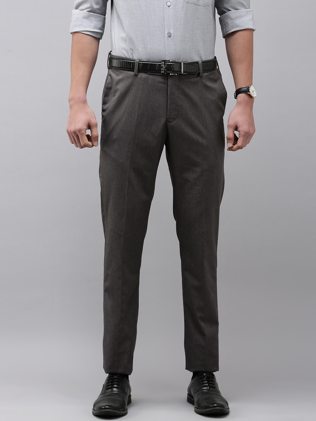 

Arrow Men Mid-Rise Solid Formal Trousers, Grey