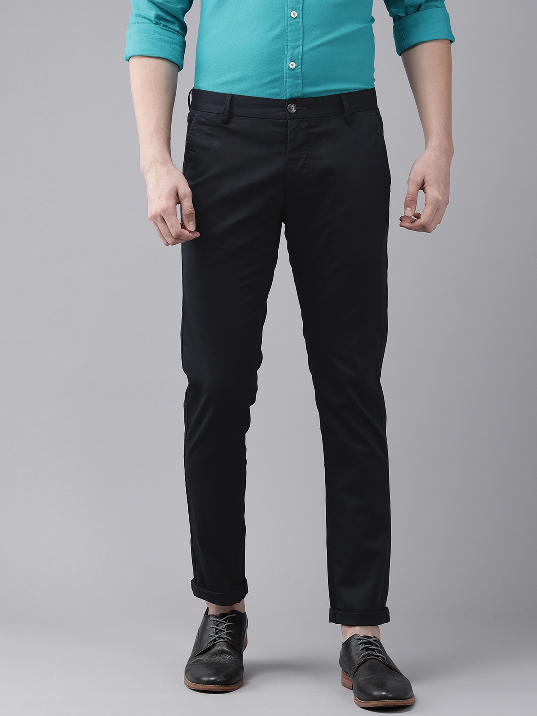 

Arrow Men Navy Blue Solid Original Slim Fit Regular Trousers
