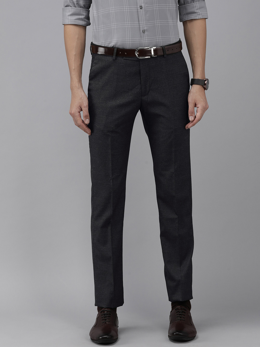 

Arrow Men Black Originals Hudson Tailored Fit Textured Trousers