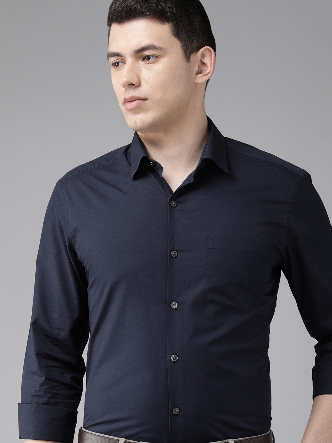 

Arrow Men Navy Blue Solid Original Slim Fit Formal Shirt
