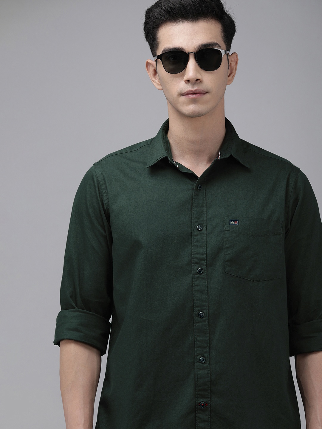 

Arrow Men Olive Green Sport Pure Cotton Casual Shirt