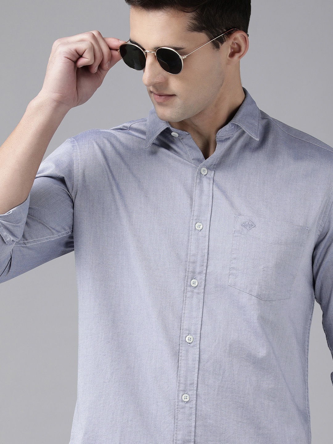 

Arrow Men Blue Textured Original Slim Fit Pure Cotton Casual Shirt