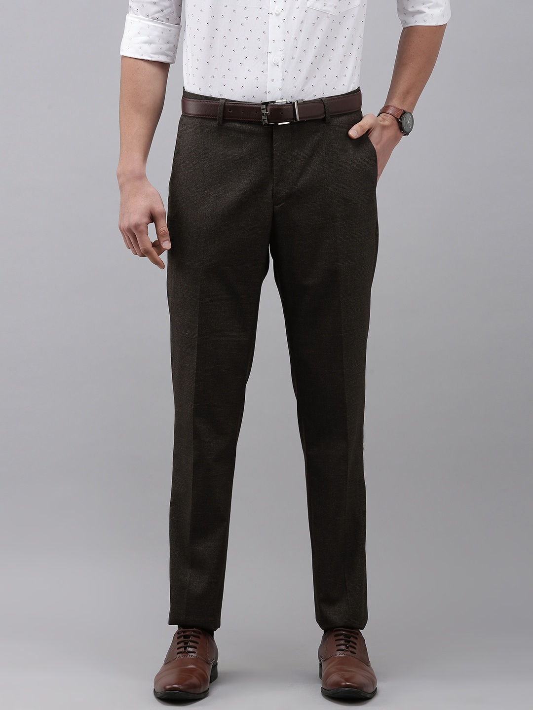 

Arrow Men Brown Checked Original Formal Trousers