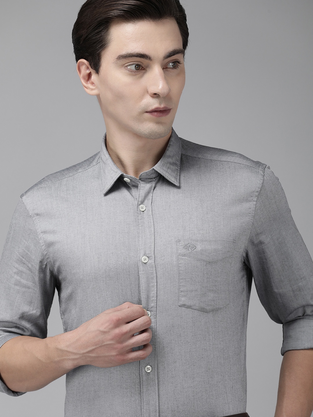 

Arrow Men Grey Manhattan Slim Fit Pure Cotton Formal Shirt