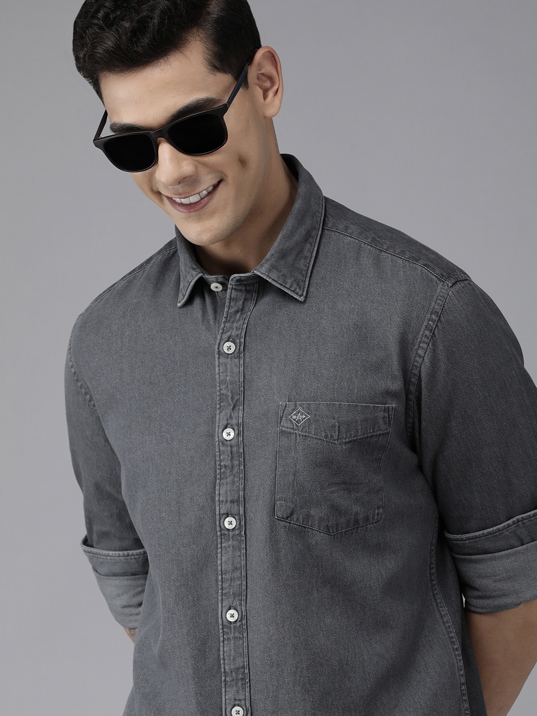 

Arrow Men Grey Original Slim Fit Pure Cotton Casual Shirt