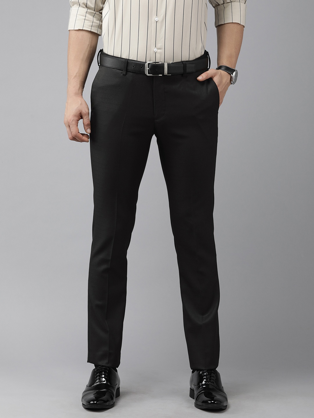 

Arrow Men Black Checked Original Tailored Fit Formal Trousers