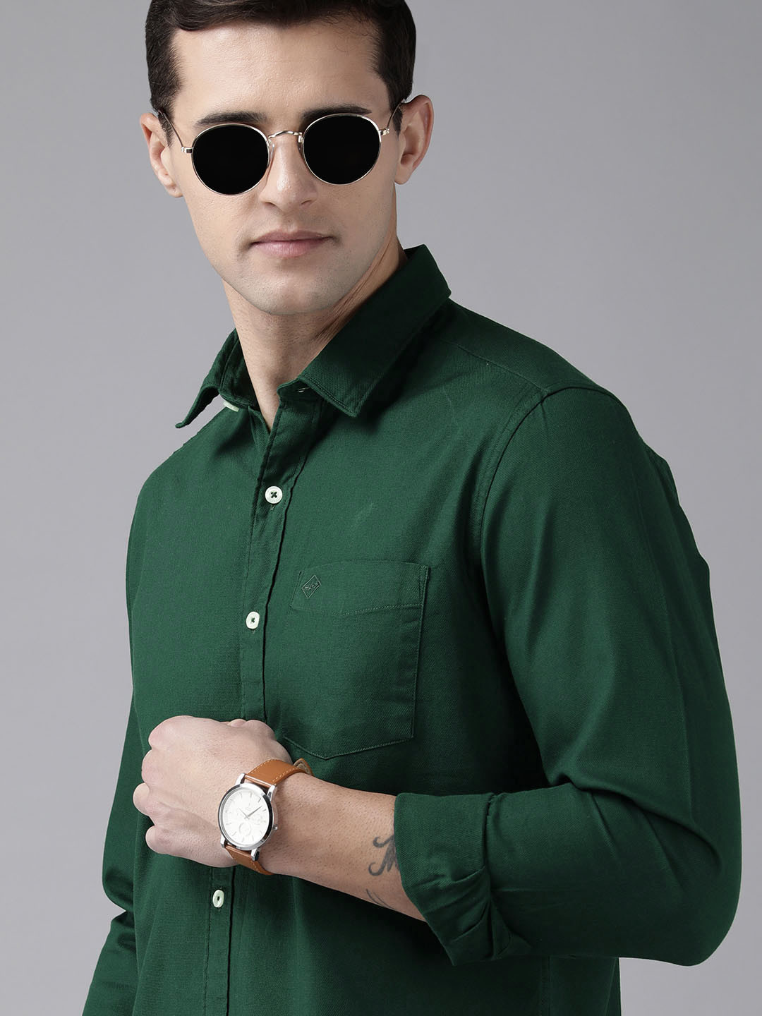 

Arrow Men Green Slim Fit Casual Pure Cotton Shirt