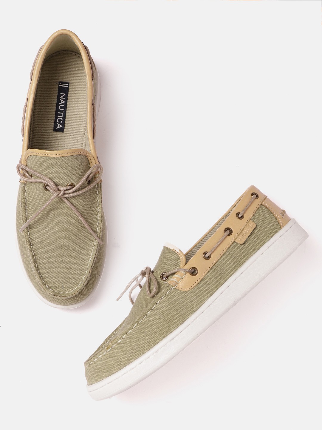 

Nautica Men Beige Solid Boat Shoes