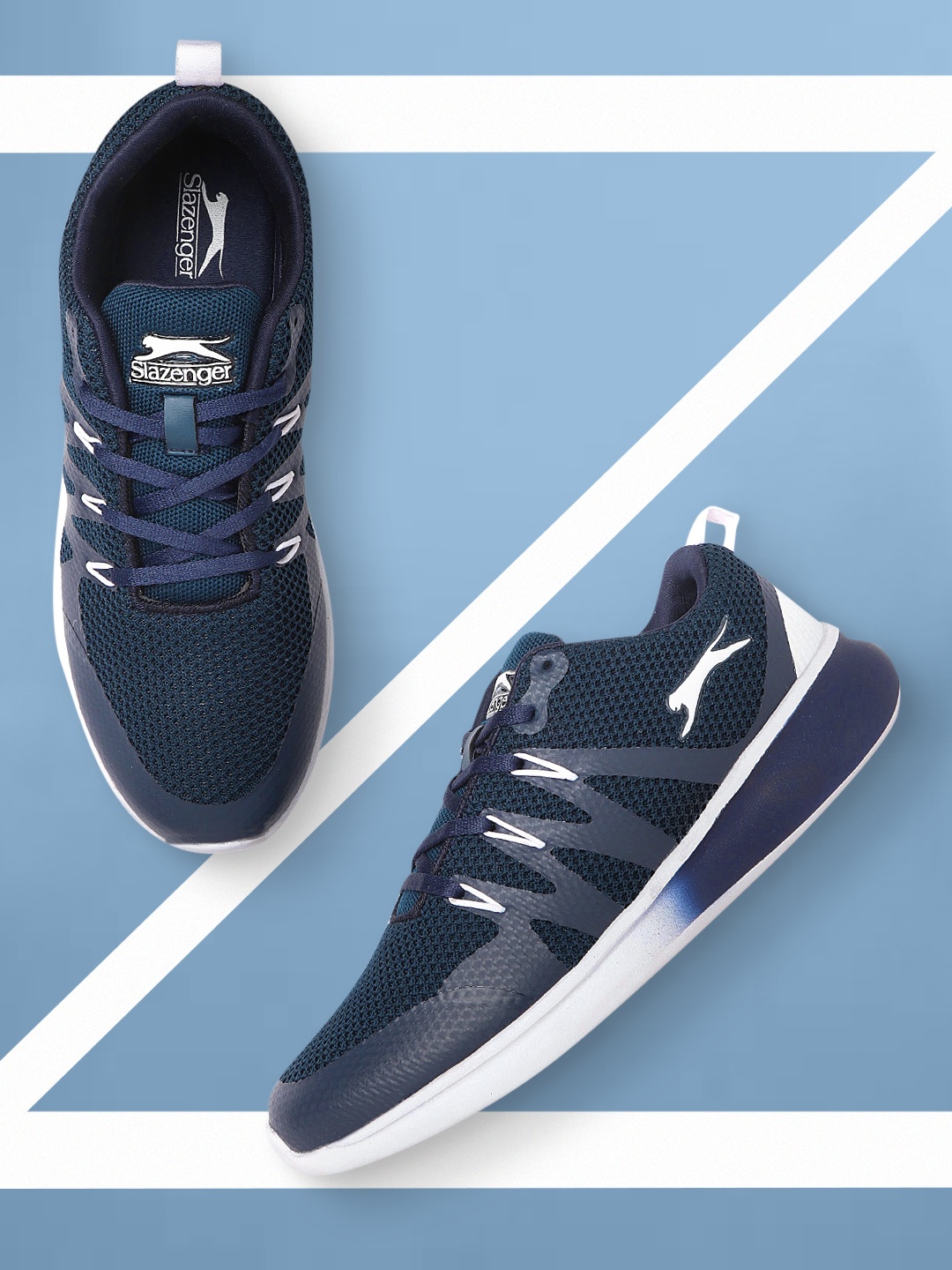 

Slazenger Men Navy Blue & White Woven Design Running Non-Marking Shoes