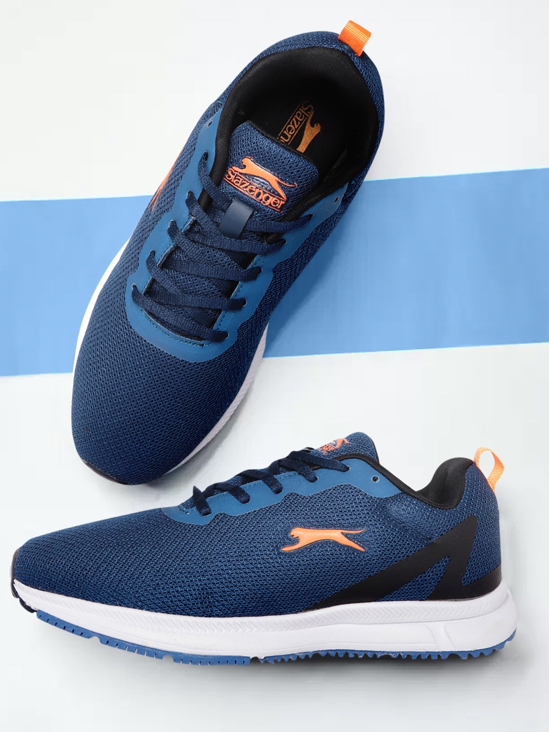 

Slazenger Men Navy Blue & Black Woven Design Running Non-Marking Shoes