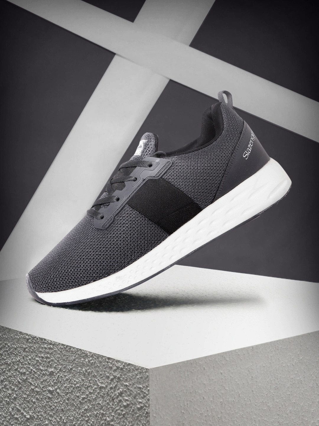 

Slazenger Men Charcoal Grey Woven Design Running Shoes